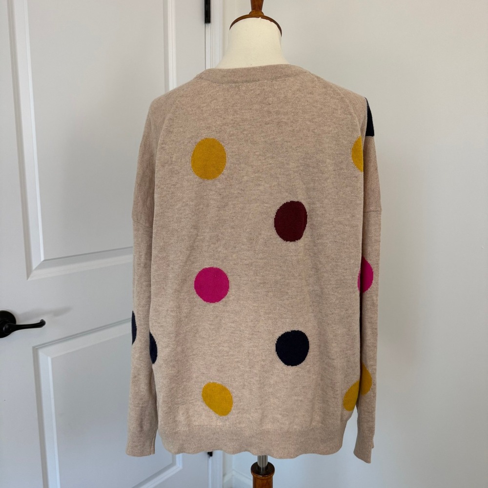 Boden Natasha Novelty Jumper Sweater Size XL Beige Polka Dot Cashmere Blend - Picture 4 of 12
